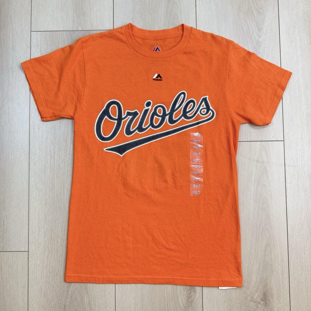 Majestic Baltimore Orioles Adam Jones #10 Orange MLB T-Shirt Men's Small Cotton